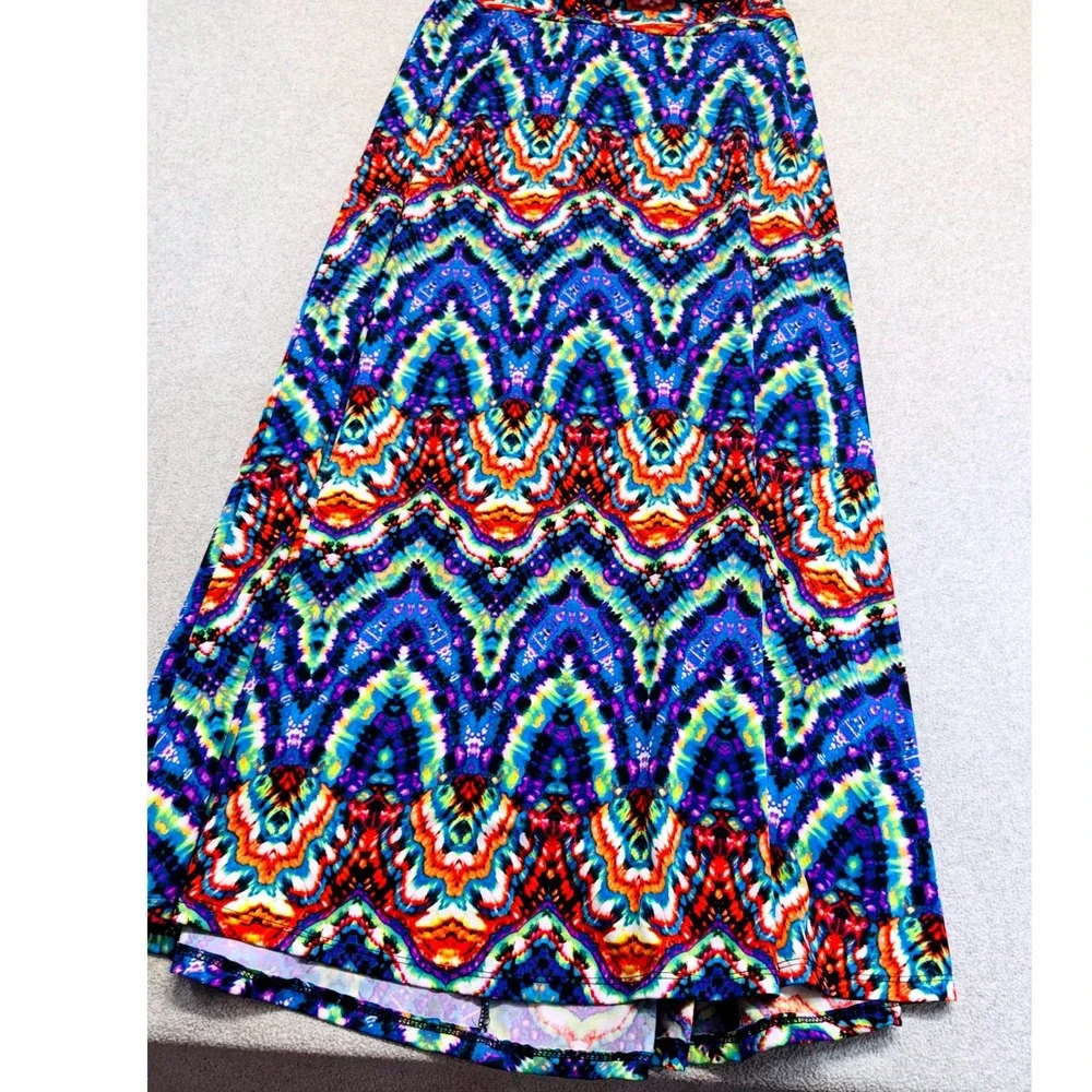 Counterparts Signature Studio M USA Colorful Abstract Maxi Skirt Pull On Boho